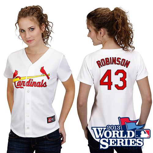 Shane Robinson #43 mlb Jersey-St Louis Cardinals Women's Authentic Home White Cool Base World Series Baseball Jersey